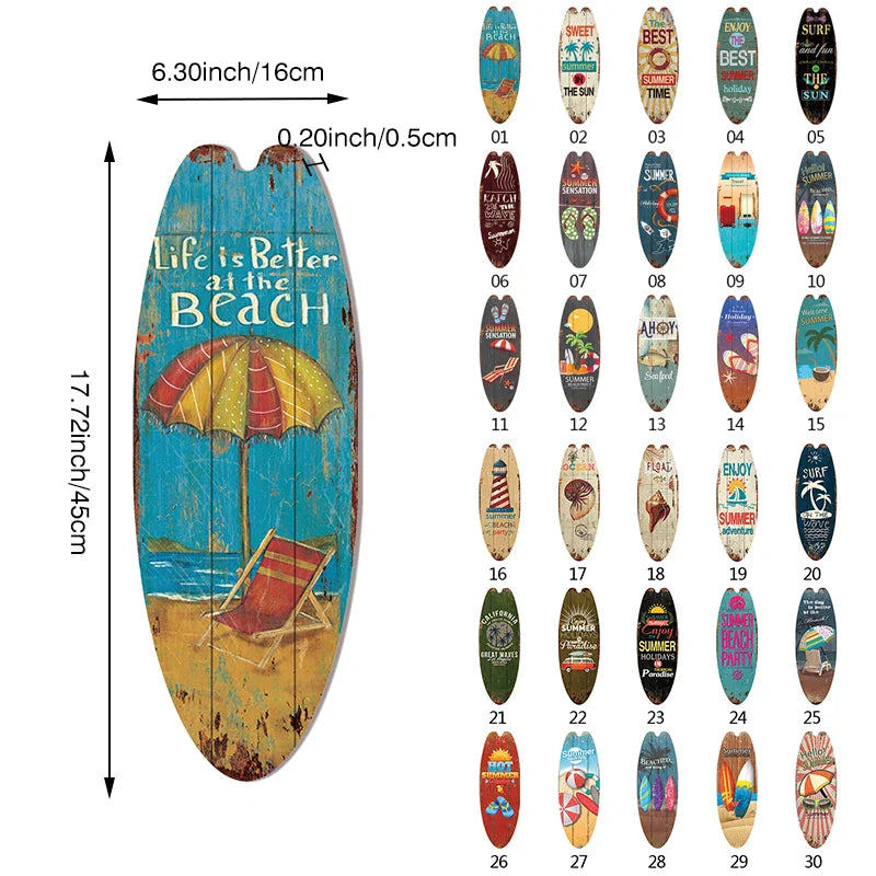 Vintage Surfboard Wooden Wall Sign – Ocean Beach Decor