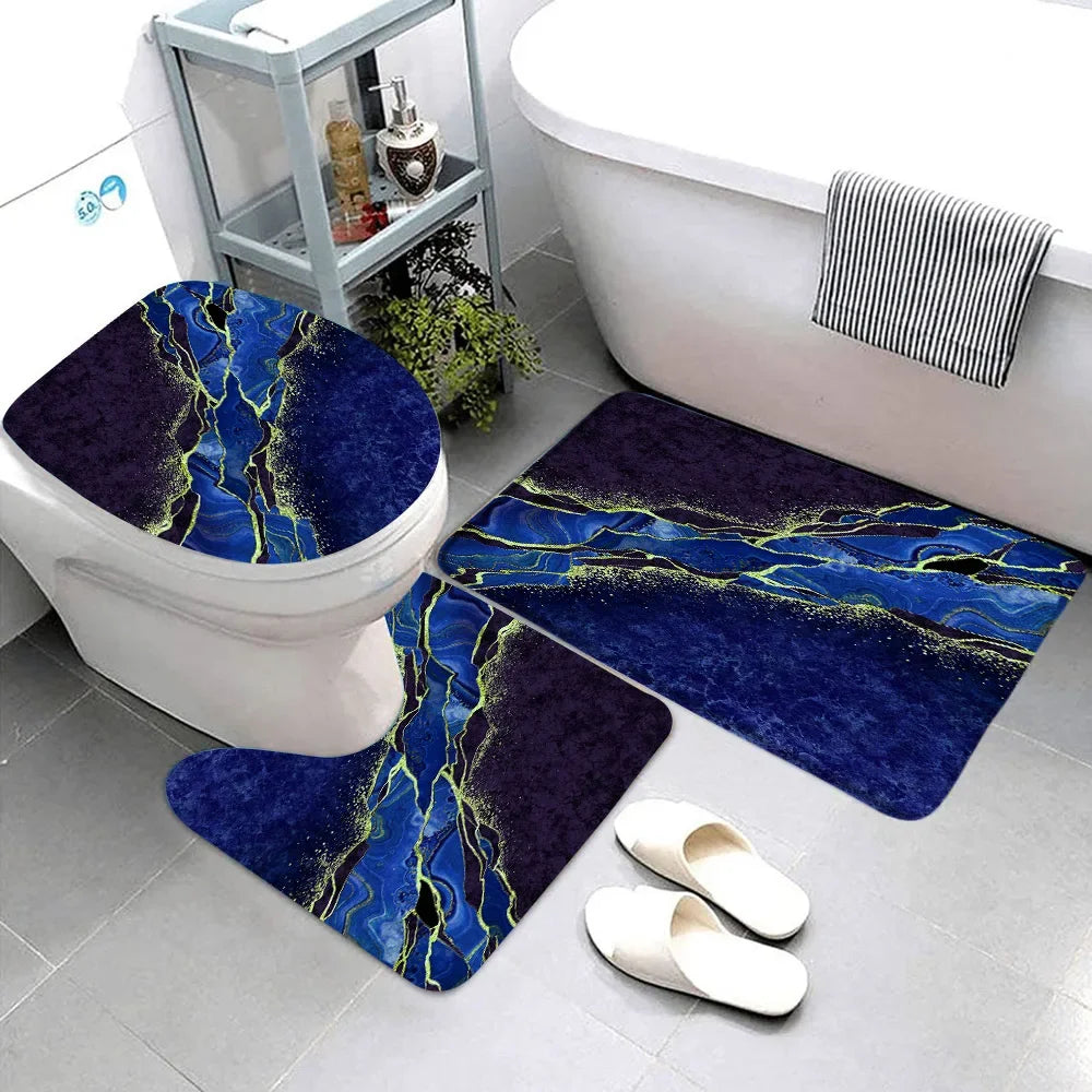 Elegant Marble Bath Mat Set - Luxurious Anti-Slip Comfort
