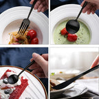 Elegant Black Stainless Steel Dinnerware Set - 30pcs