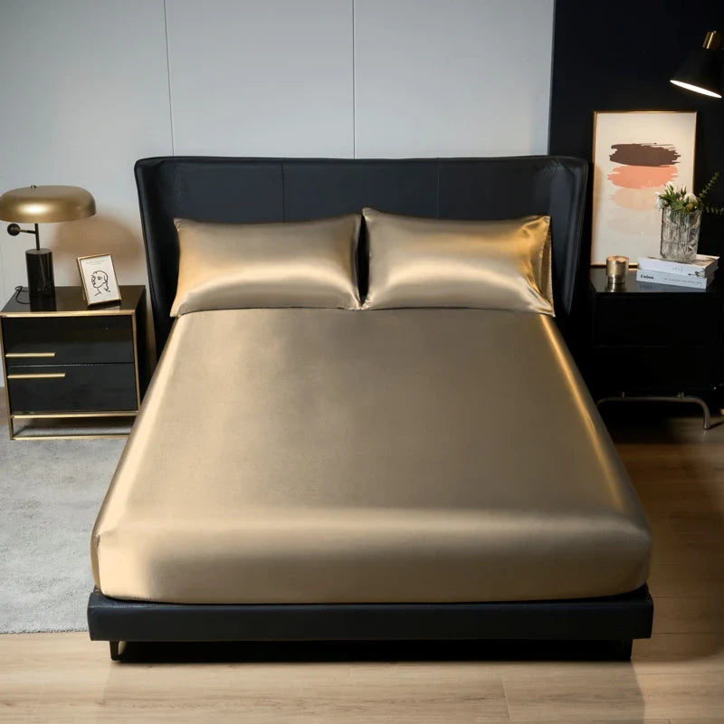 Luxury Satin Bedding Set with Elastic Fit - King Size