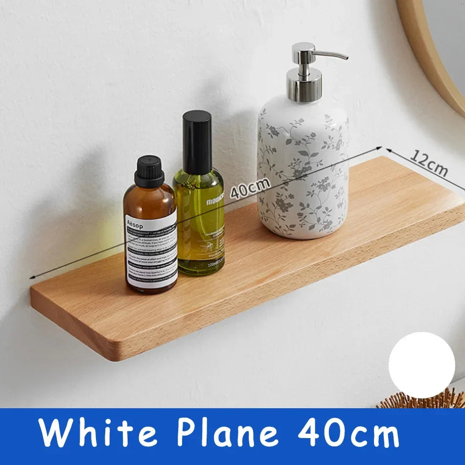 Elegant Wall-Mounted Wooden Bathroom Shelf