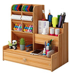 Elegant Wooden Desk Organizer with Drawer for Home & Office