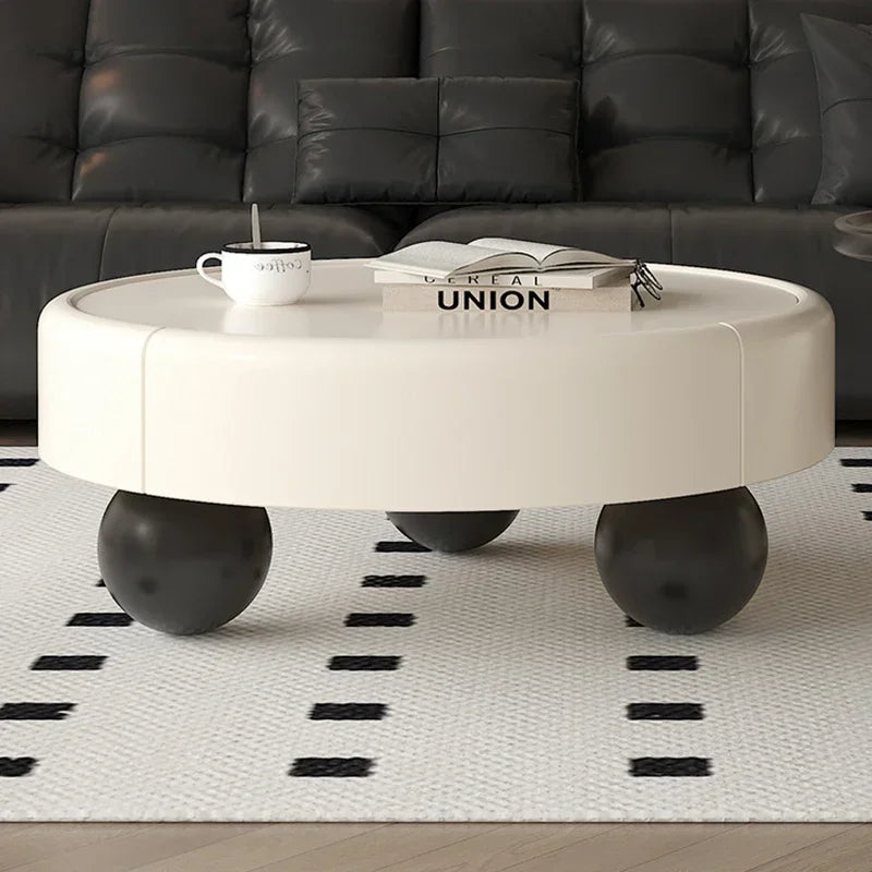 Elegant Cream Coffee Table with Storage Drawers