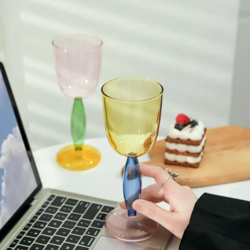 Elegant Contrast Color Glass Goblet - Creative Stemware