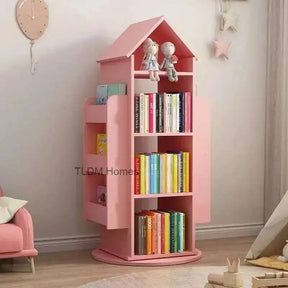 Enchanting 360° Rotating Children's Wooden Bookshelf