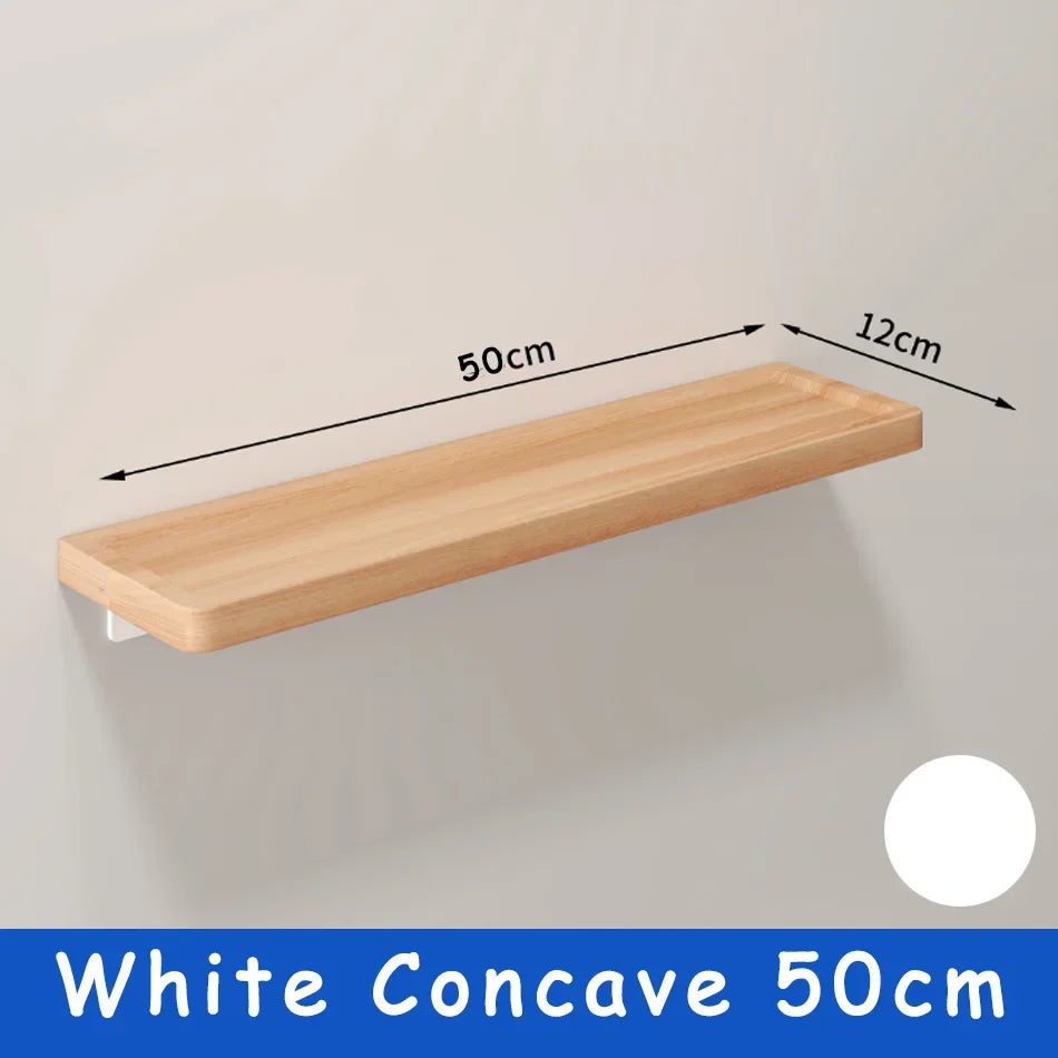 Elegant Wall-Mounted Wooden Bathroom Shelf