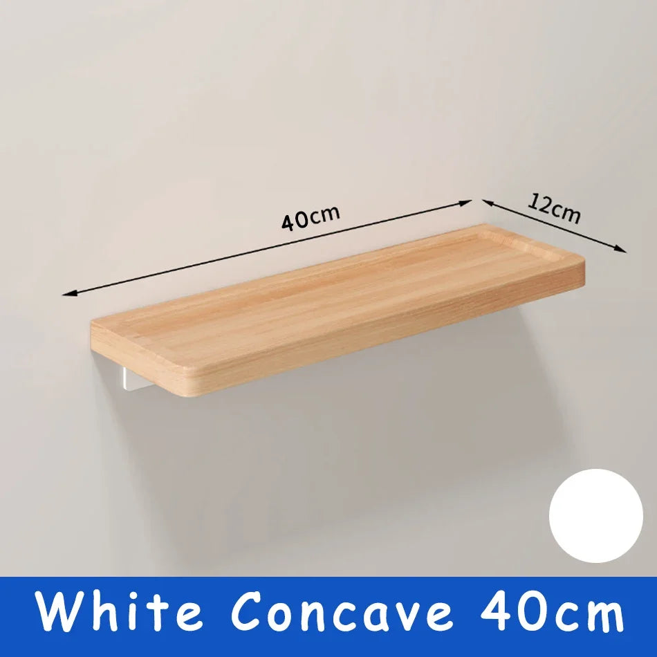 Elegant Wall-Mounted Wooden Bathroom Shelf