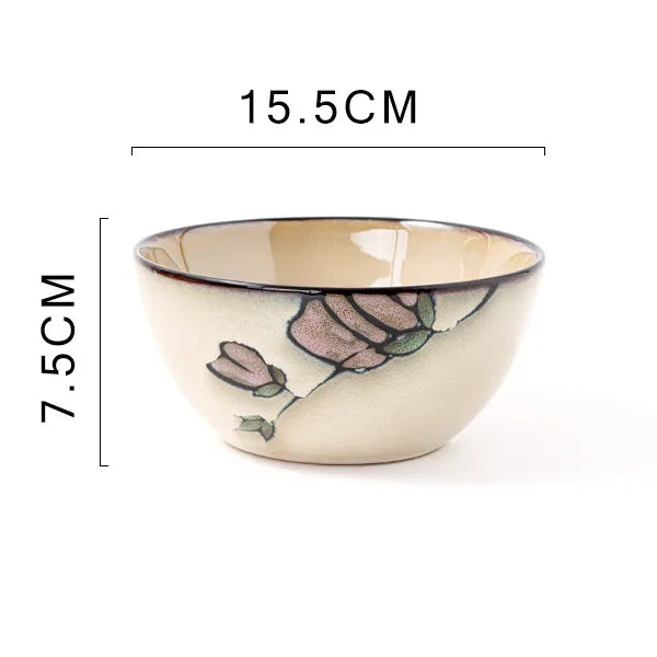 Exquisite Hand-Painted Ceramic Floral Dish Set