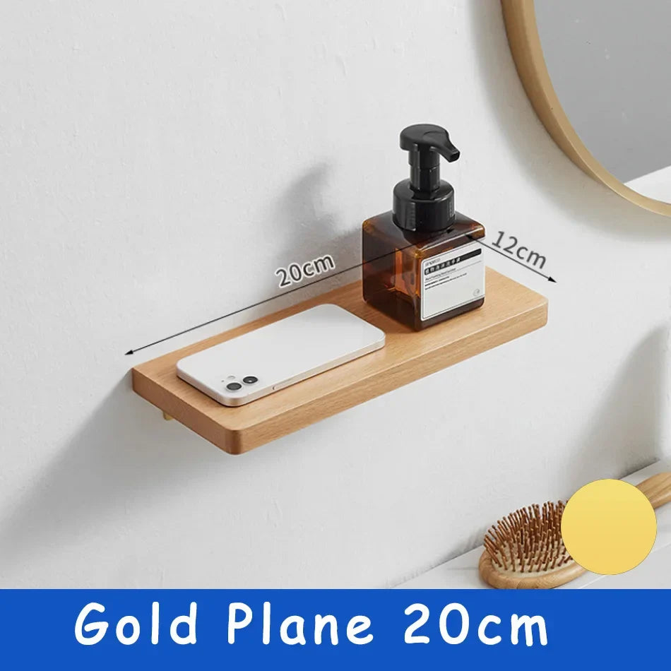 Elegant Wall-Mounted Wooden Bathroom Shelf