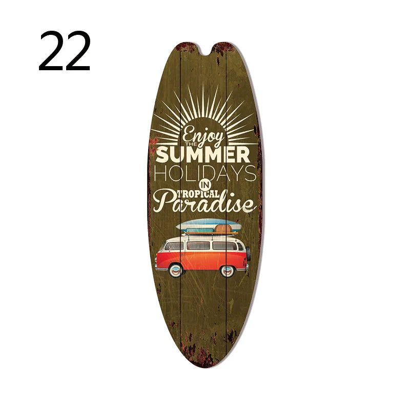 Vintage Surfboard Wooden Wall Sign – Ocean Beach Decor