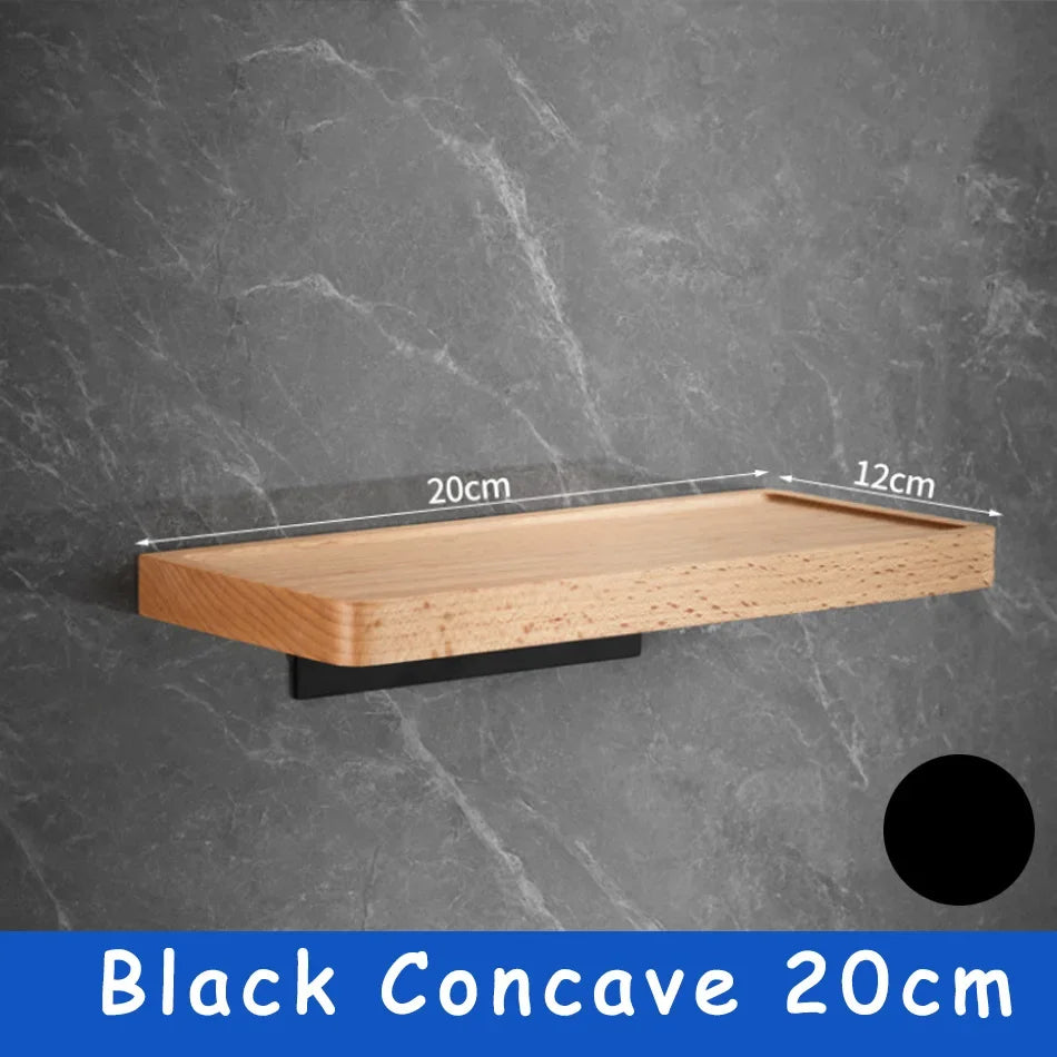 Elegant Wall-Mounted Wooden Bathroom Shelf