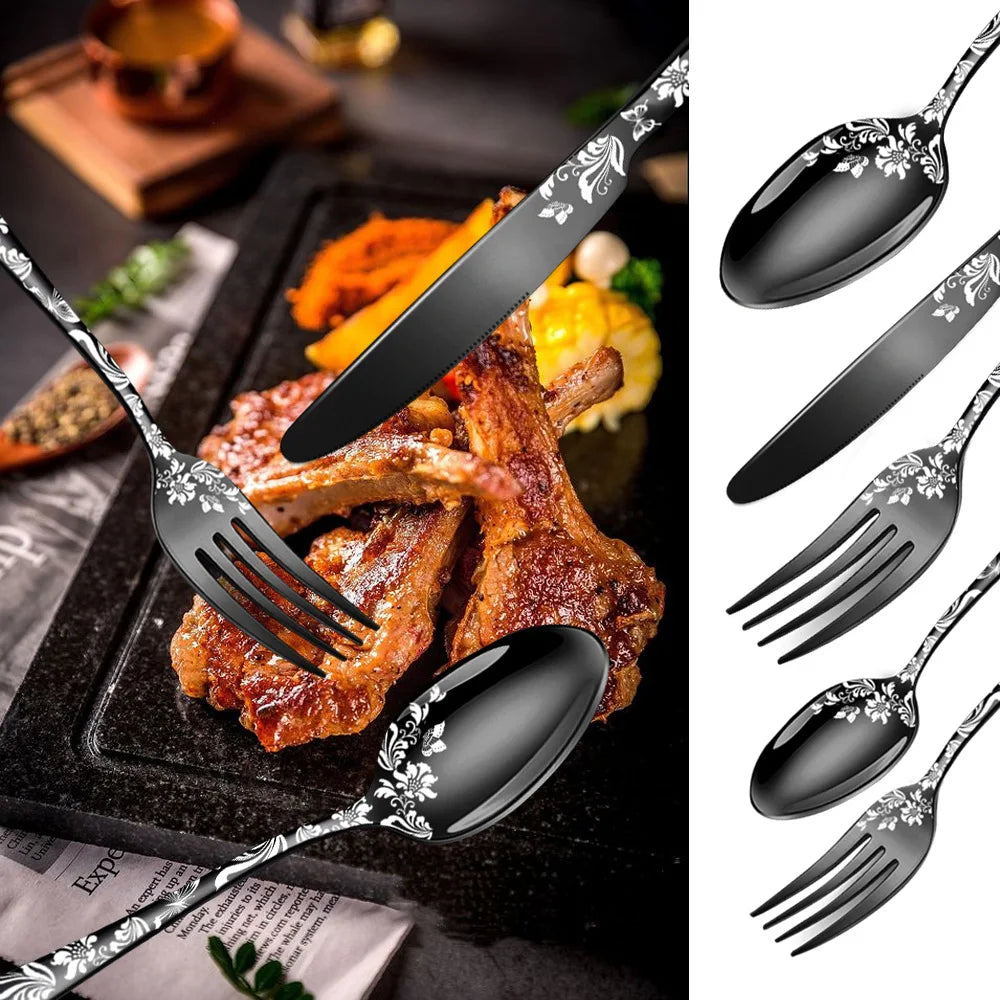 Exquisite 24-Piece Gold Steel Dinnerware Set