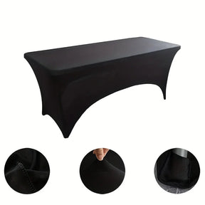 Elegant Black Spandex Table Cover - Wrinkle-Resistant 6ft Fit