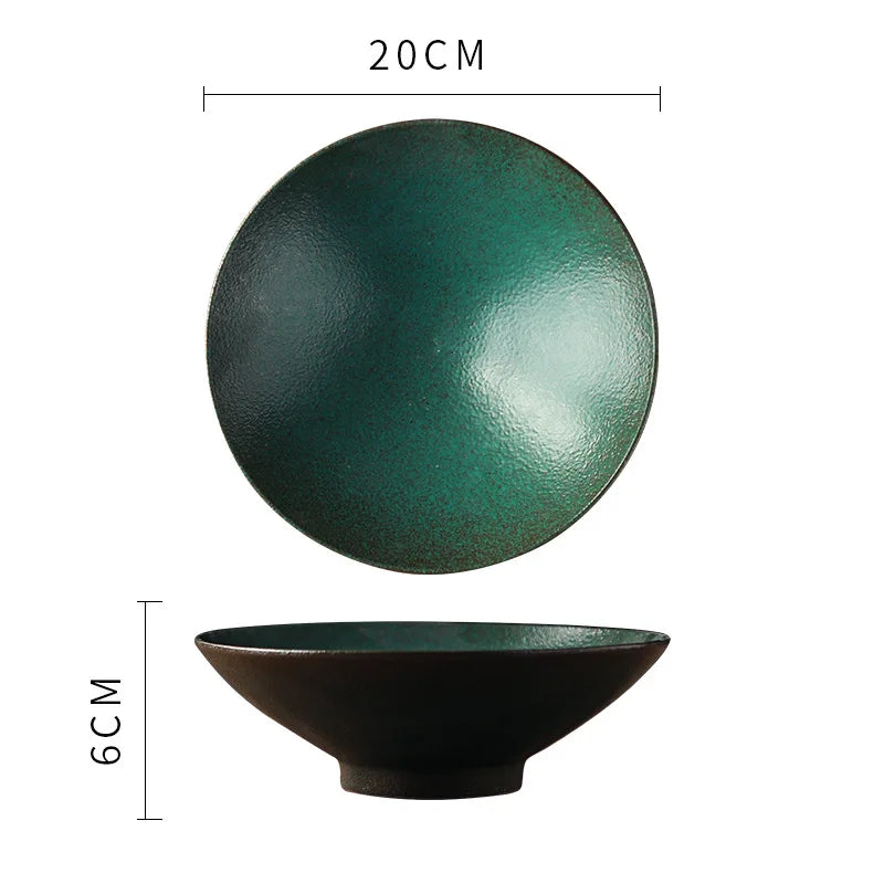 Exquisite Green Ceramic Bowl Set for Elegant Dining