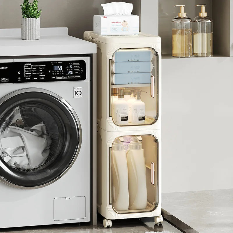 Elegant Narrow Bathroom Storage Cabinet with Wheels