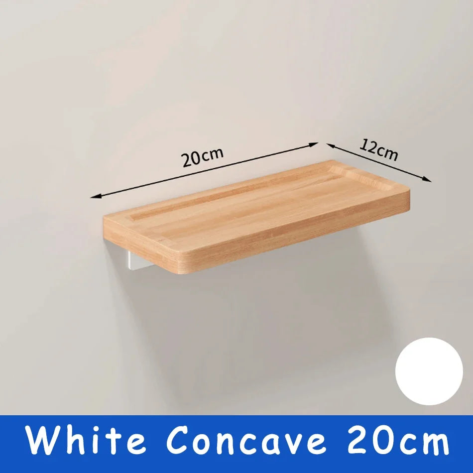 Elegant Wall-Mounted Wooden Bathroom Shelf