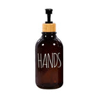 Elegant Amber Soap Dispenser Set with Bamboo Accents
