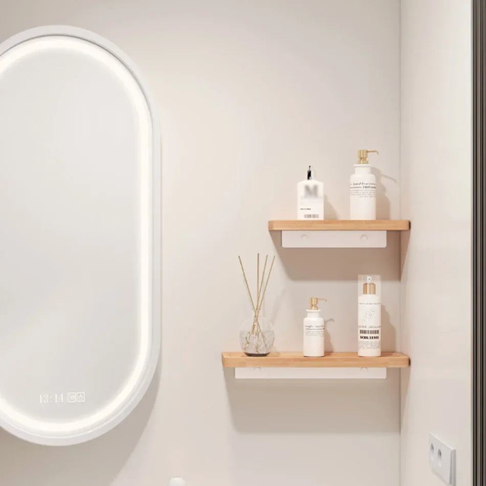 Elegant Wall-Mounted Wooden Bathroom Shelf