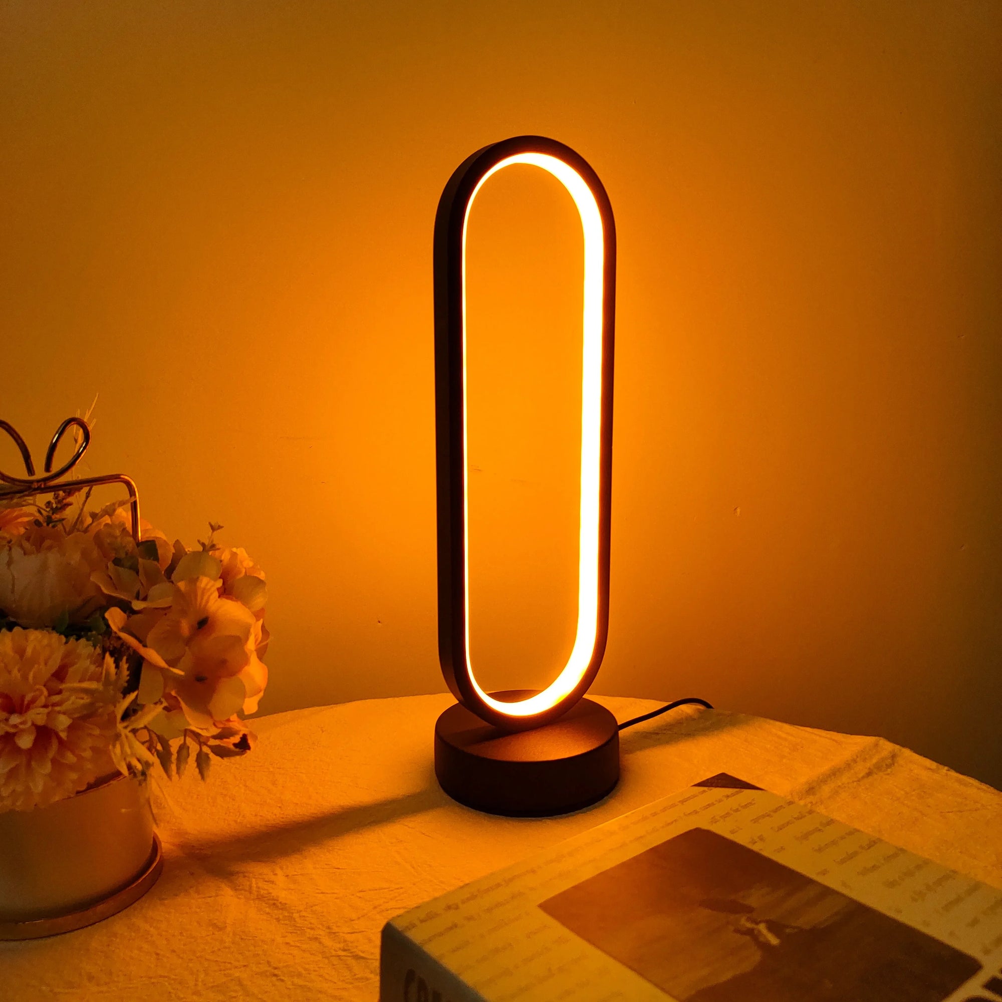 Elegant LED Ring Lamp with Three-Color Dimming