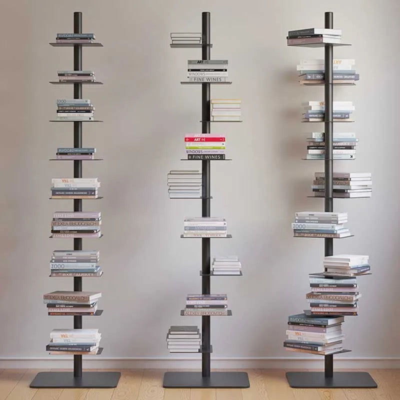 Nordic Minimalist Vertical Metal Bookcase for Children