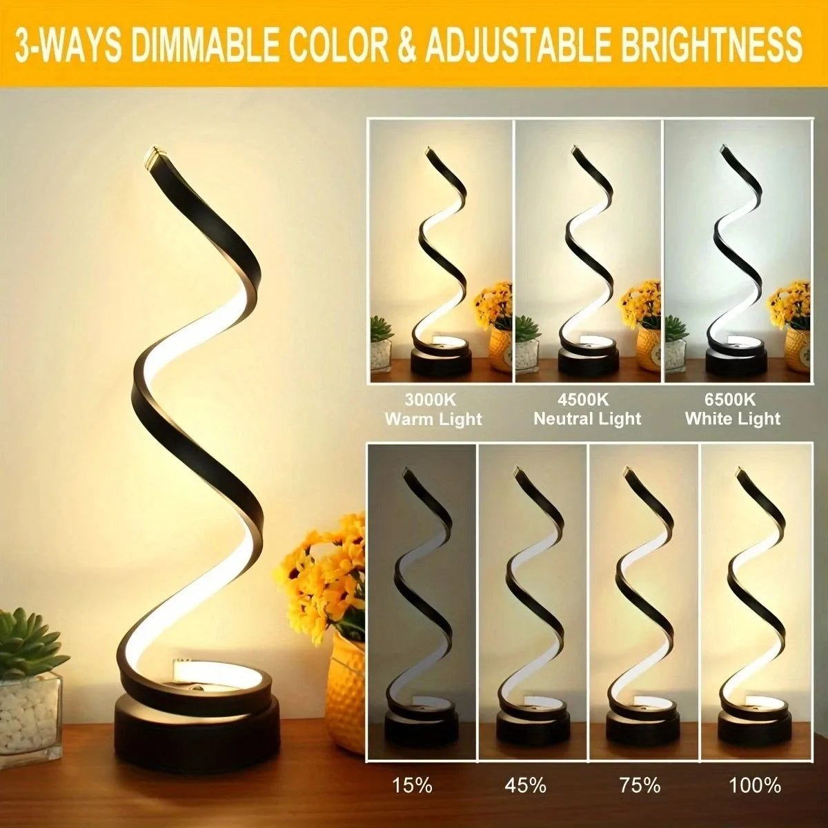 Elegant Spiral LED Table Lamp - Modern Ambiance Enhancer