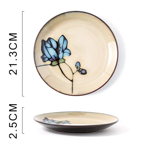 Exquisite Hand-Painted Ceramic Floral Dish Set