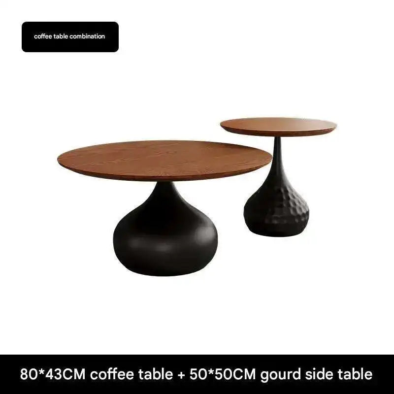 Elegant Round Wooden Coffee Table Set for Living Room