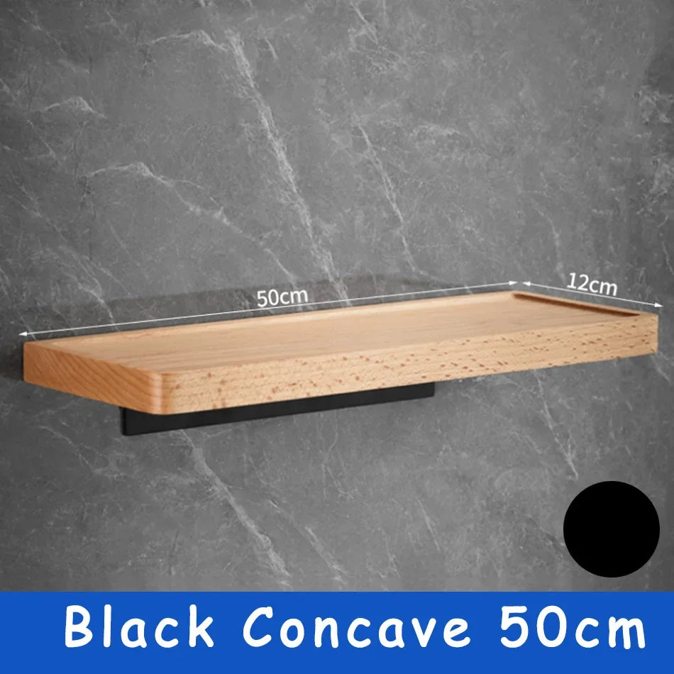 Elegant Wall-Mounted Wooden Bathroom Shelf