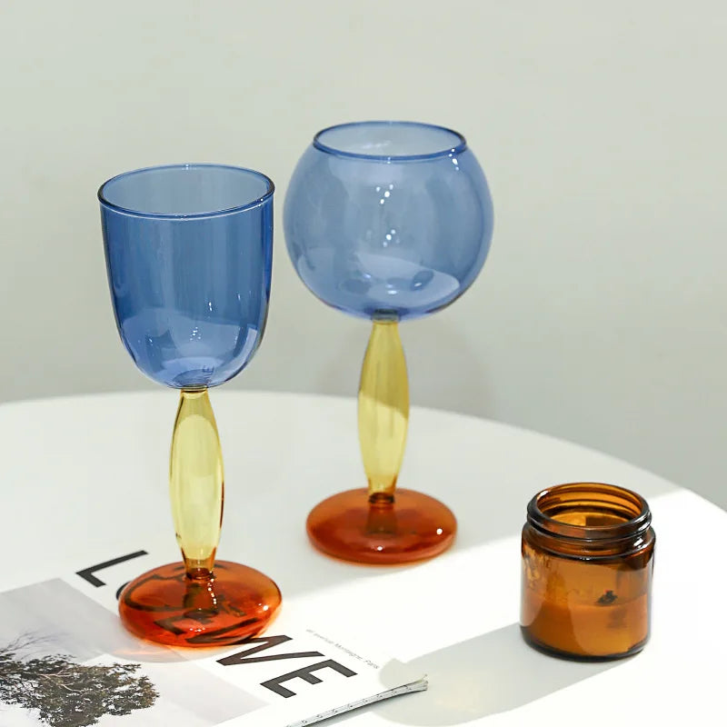 Elegant Contrast Color Glass Goblet - Creative Stemware