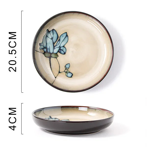 Exquisite Hand-Painted Ceramic Floral Dish Set