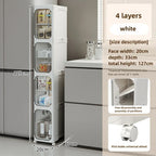 Elegant Narrow Bathroom Storage Cabinet with Wheels