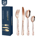 Exquisite 24-Piece Gold Steel Dinnerware Set