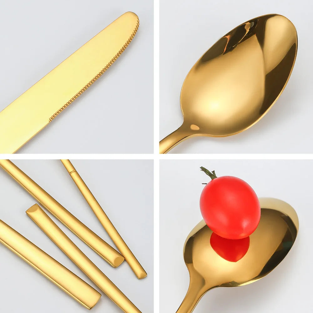 Exquisite Stainless Steel Cutlery Set - 16-Piece Luxury Tableware