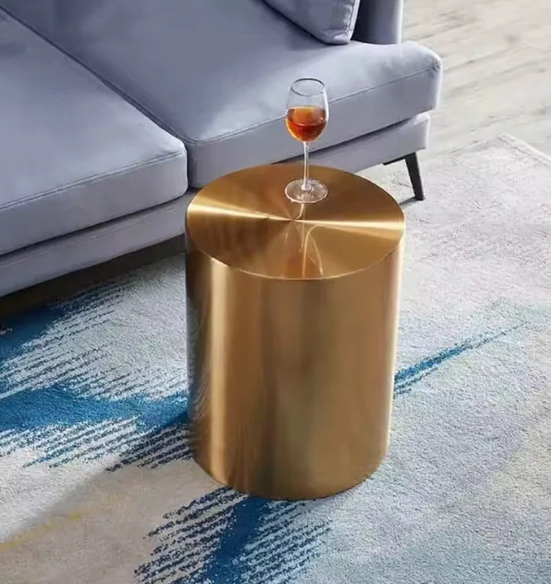 Elegant Golden Round Coffee Table – Modern Sophistication