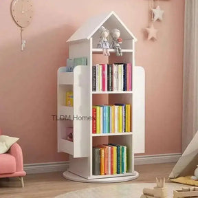 Enchanting 360° Rotating Children's Wooden Bookshelf