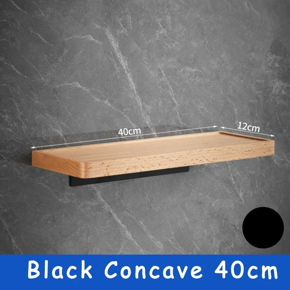 Elegant Wall-Mounted Wooden Bathroom Shelf
