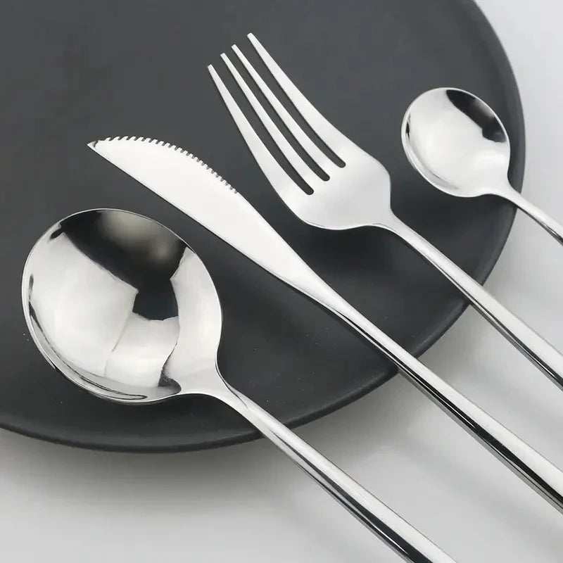 Luxurious Black & Gold Cutlery Set - 24pcs Gift Box