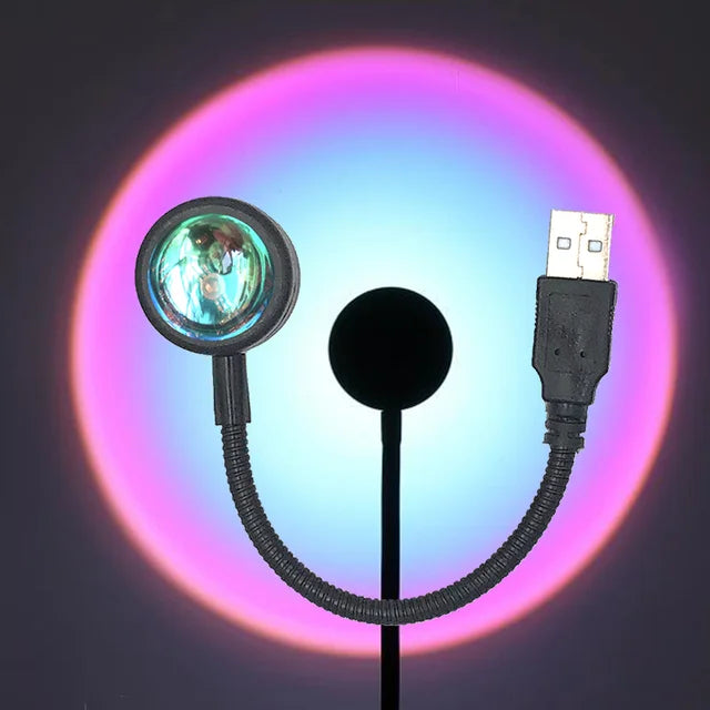 USB Sunset Lamp LED Rainbow Neon Night Light Projector Photography Wall Atmosphere Lighting for Bedroom Room Decor Nightlights