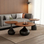 Elegant Round Wooden Coffee Table Set for Living Room