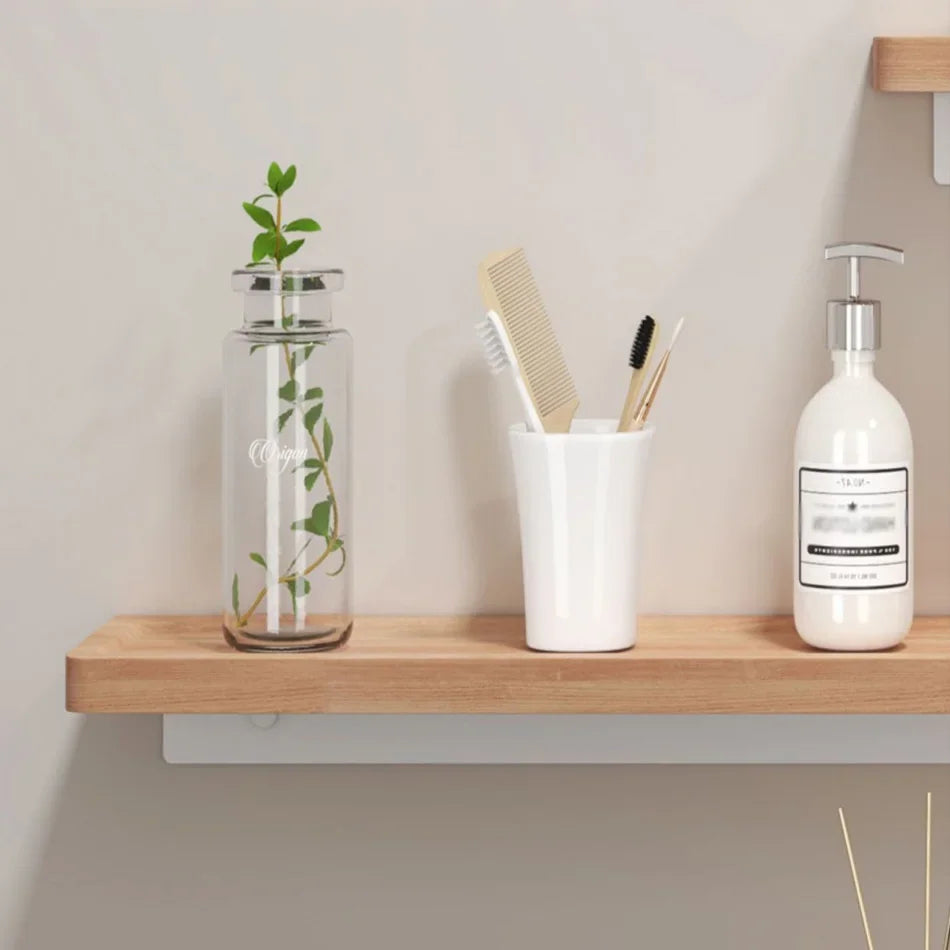 Elegant Wall-Mounted Wooden Bathroom Shelf
