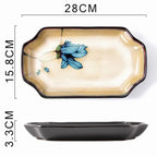 Exquisite Hand-Painted Ceramic Floral Dish Set