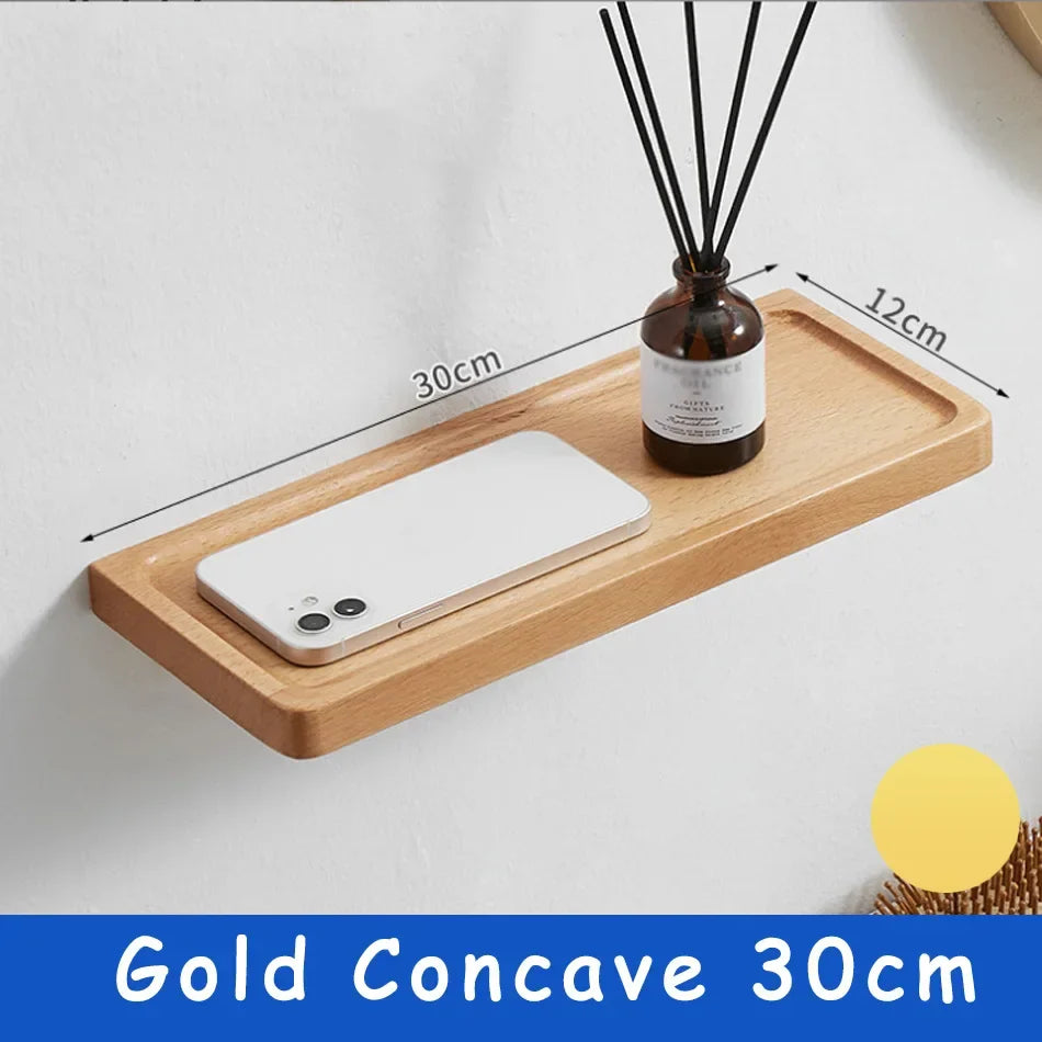 Elegant Wall-Mounted Wooden Bathroom Shelf