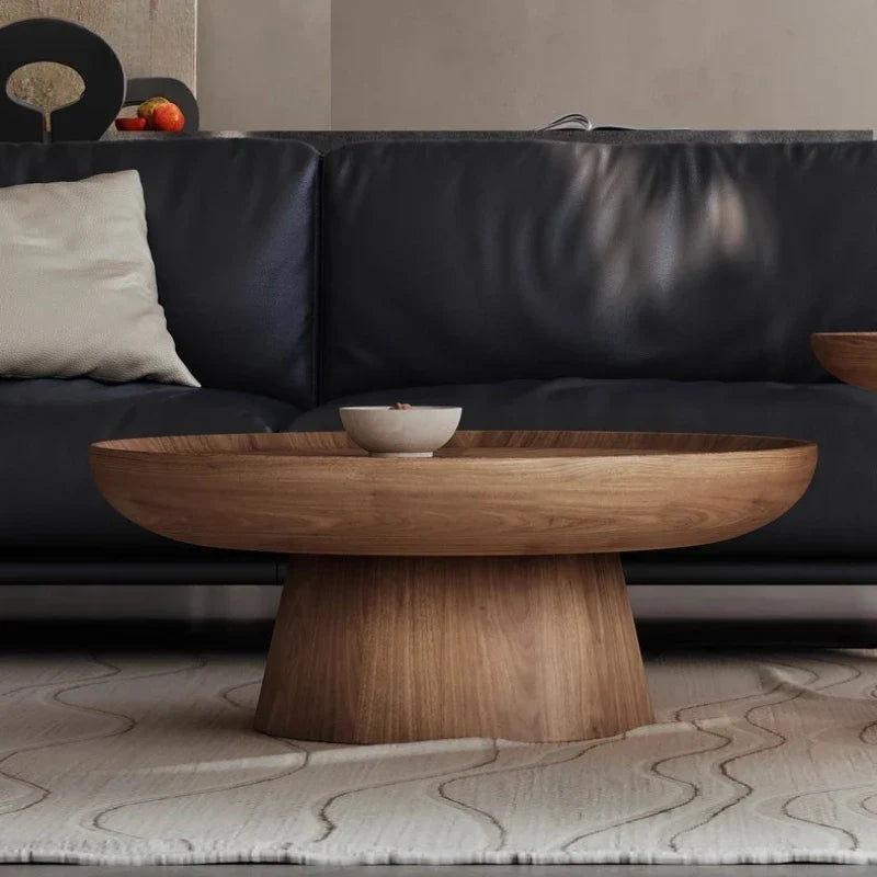 Exquisite Walnut Round Coffee Table for Modern Living Rooms