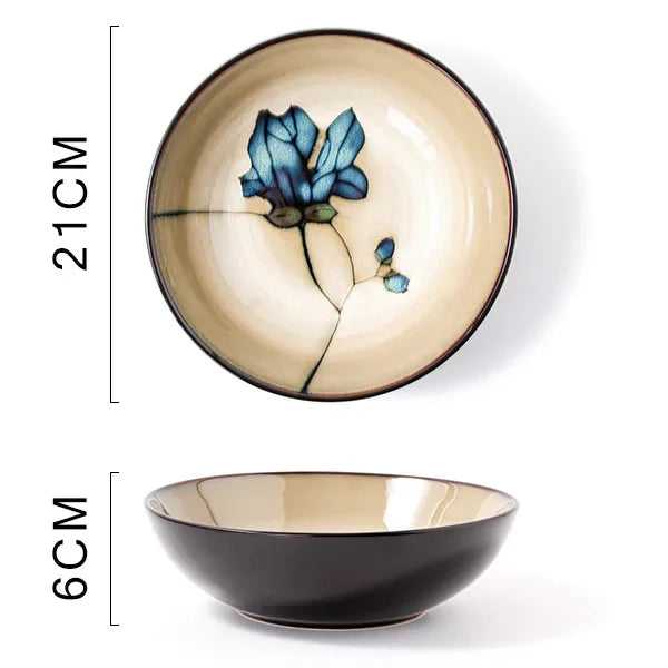 Exquisite Hand-Painted Ceramic Floral Dish Set