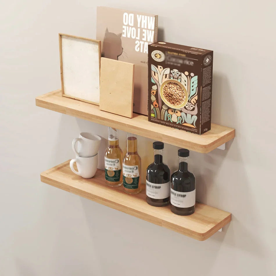 Elegant Wall-Mounted Wooden Bathroom Shelf