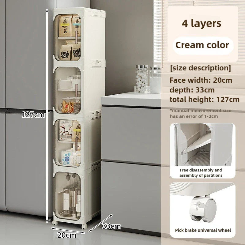 Elegant Narrow Bathroom Storage Cabinet with Wheels