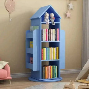 Enchanting 360° Rotating Children's Wooden Bookshelf