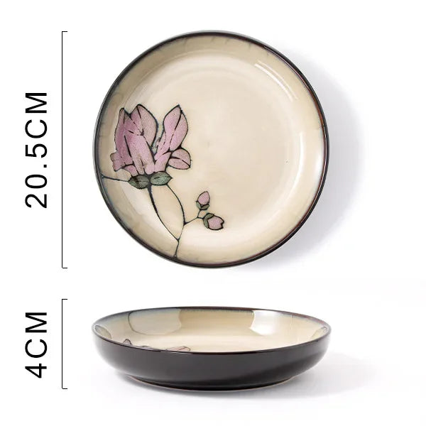 Exquisite Hand-Painted Ceramic Floral Dish Set