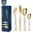 Exquisite 24-Piece Gold Steel Dinnerware Set