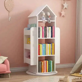 Enchanting 360° Rotating Children's Wooden Bookshelf